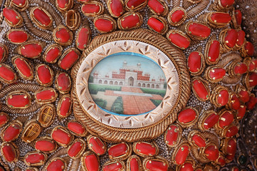 Obraz na płótnie Canvas Precious stone studded old Mughal wall hanging, Royal India
