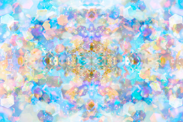 Mystical rainbow background, kaleidoscopic pattern with glitter and spots of light - obrazy, fototapety, plakaty