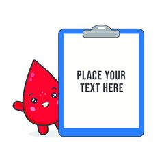 Cute Blood Characters and Blank Clipboard