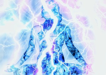 瞑想する女性のシルエット