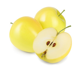 yellow apple isolated on white background with clipping path and full depth of field