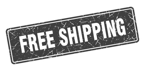 free shipping stamp. free shipping vintage gray label. Sign