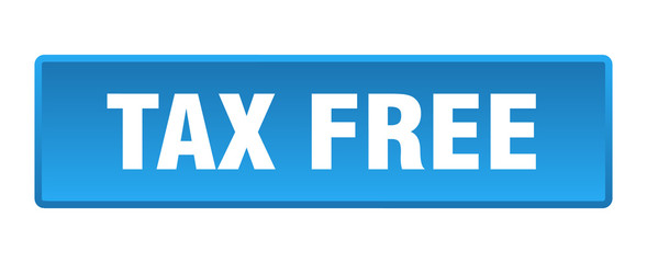 tax free button. tax free square blue push button