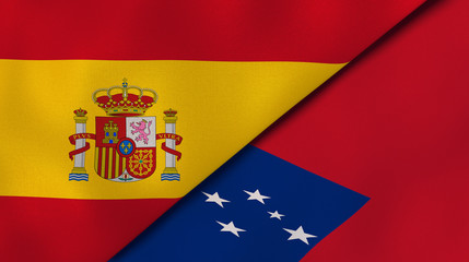Naklejka premium The flags of Spain and Samoa. News, reportage, business background. 3d illustration