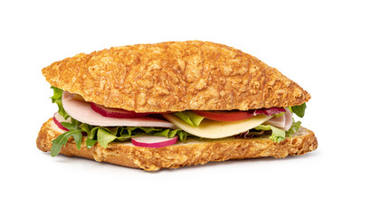 sandwich with ham on white background