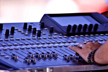 Sound mixing DJ, control music mixer.