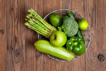 fresh green vegetables and fruits