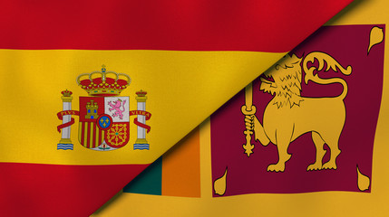 Obraz premium The flags of Spain and Sri Lanka. News, reportage, business background. 3d illustration