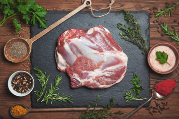 Raw leg of lamb