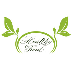 Healthy Food Lettering in Round Frame vector
