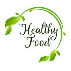 Healthy Food Lettering in Round Frame vector