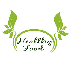 Healthy Food Lettering in Round Frame vector