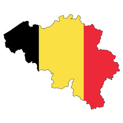 Belgium map with color of their flag