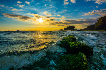 Atardecer, Mar, Templo Bali
