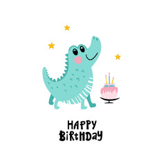Birthday card for kids with crocodile
