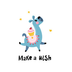 Birthday card for kids with llama