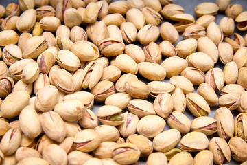 Pistachios background. The view of the top.