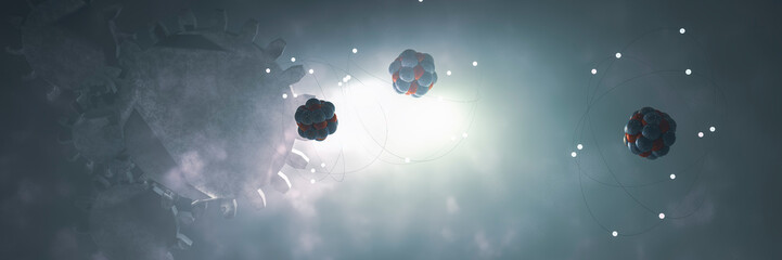 3D illustration of an atom