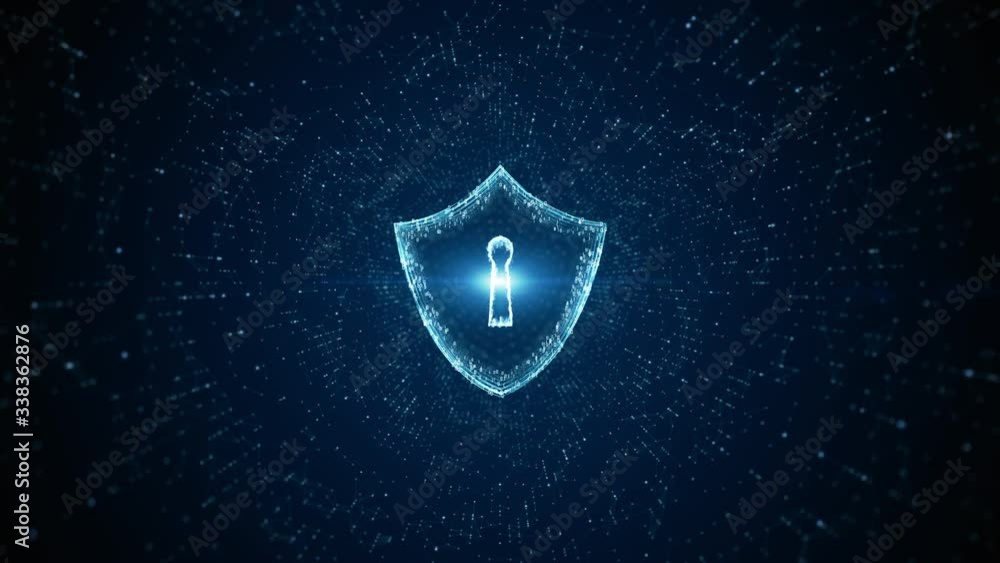 Poster shield icon of cyber security. digital data network protection. high-speed connection data analysis.