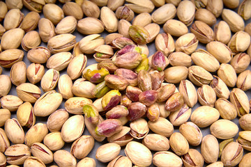 Pistachios background. The view of the top.