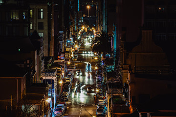 Obraz premium Long street at night, Cape Town, South Africa