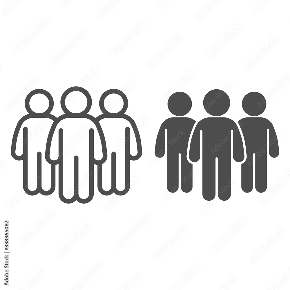 Poster group of candidates line and solid icon. human resources selection outline style pictogram on white 