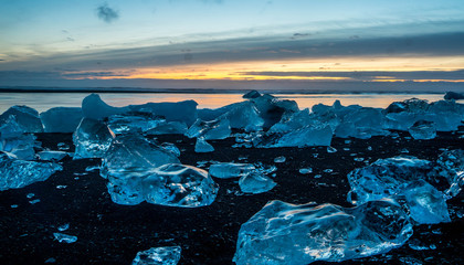 Atardecer en PLaya Diamantes Islandia