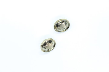The golden tetall buttons of the Soviet army are located on a white background