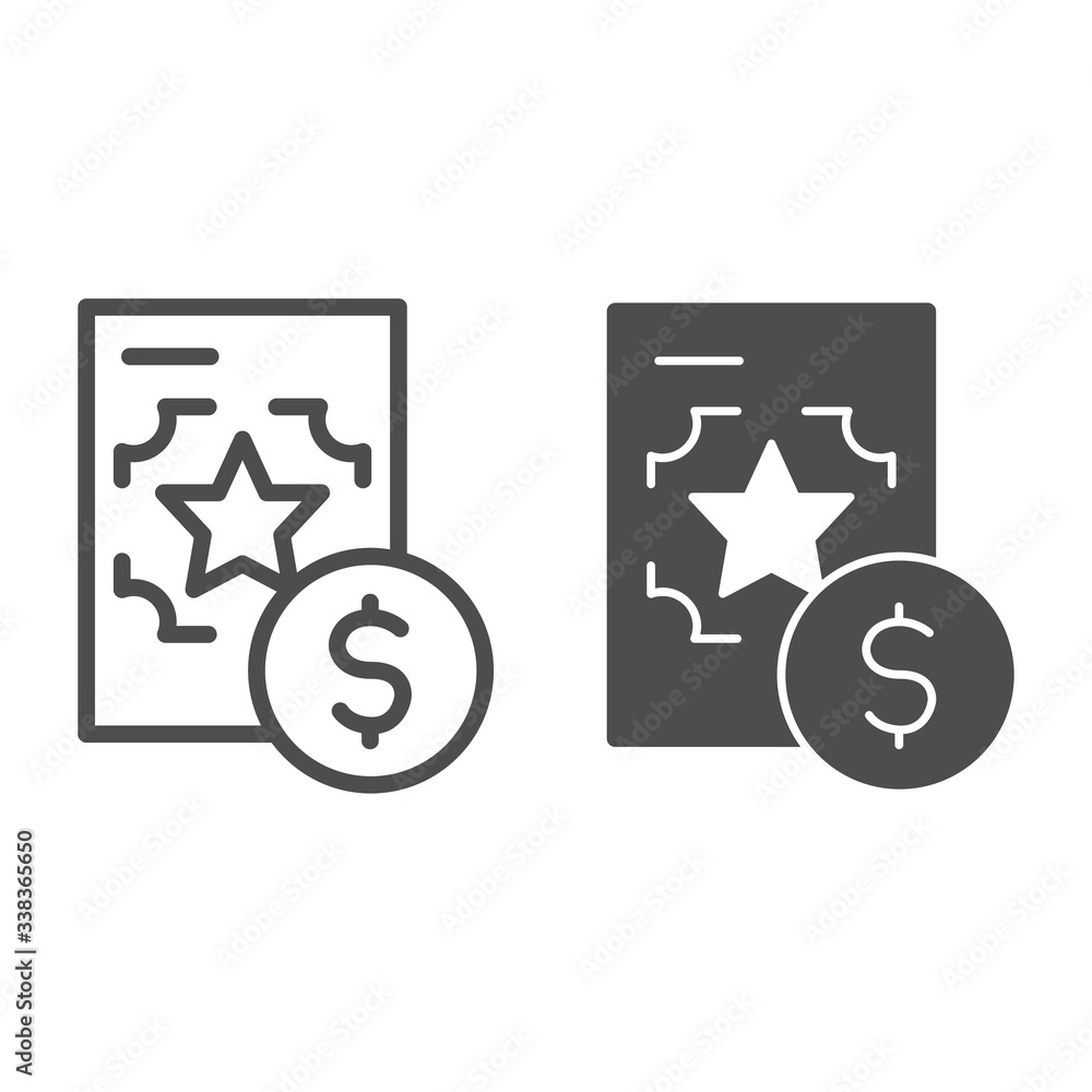 Poster best recruitment offer line and solid icon. document with valuable info outline style pictogram on w
