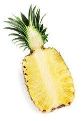 halved pineapple isolated
