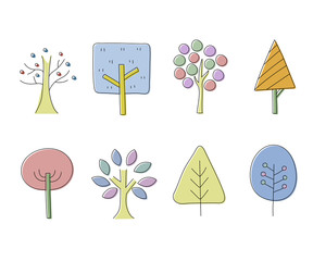 手描きの植物のイラストのセット 葉 花 シンプル 素材 おしゃれ 葉っぱ Wall Mural Yugoro