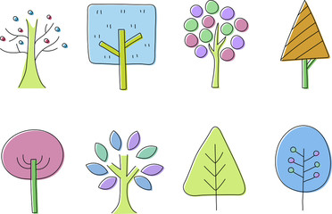 手書きの葉のイラストのセット シンプル 素材 かわいい Wall Mural Yugoro