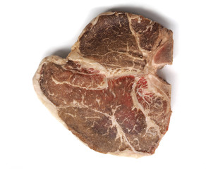 Two tone color of big piece beef steak - low quality and lack of oxygen meat concept preservative fresh raw material