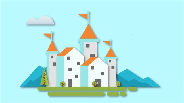 2d home animation, pop-up style