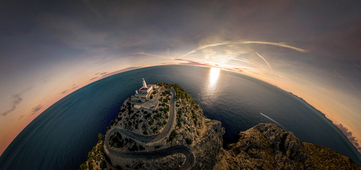 Spherical panorama from a lighthouse on Mallorca 