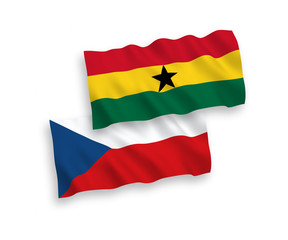 Flags of Czech Republic and Ghana on a white background