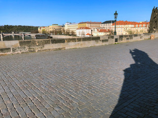 The Charles Bridge is deserted of people due to coronavirus quarantine