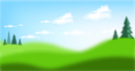 Summer background, nature landscape realistic, beautiful sky, vector illustration