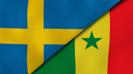 The flags of Sweden and Senegal. News, reportage, business background. 3d illustration © Maksym Kapliuk