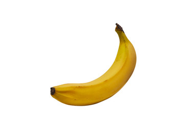 左向きのバナナ単体の白背景の写真