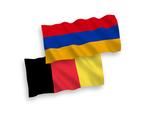Flags of Belgium and Armenia on a white background