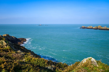 Small island seascape in Saint-Malo, brittany, France