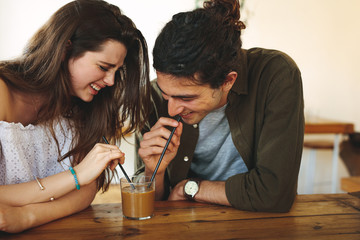 Lovers having a coffee