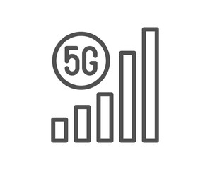 5g wifi signal quality line icon. Wireless technology sign. Mobile internet symbol. Quality design element. Editable stroke. Linear style 5g wifi icon. Vector