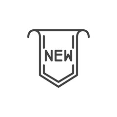 New offer label line icon. linear style sign for mobile concept and web design. New promotional sticker tag outline vector icon. Symbol, logo illustration. Vector graphics