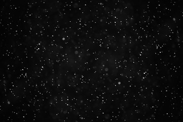 snow black background abstract texture, snowflakes falling in the sky overlay
