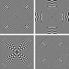 Fototapeta na wymiar Geometric convex patterns set. Striped lines textures.