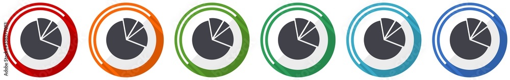 Poster diagram icon set, flat design vector illustration in 6 colors options for webdesign and mobile appli