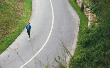 young asian beauty woman running outdoors
