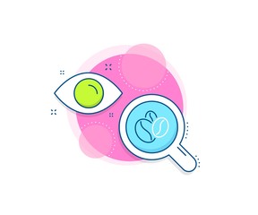 Hot cappuccino seed sign. Research complex icon. Coffee beans line icon. Roasted seeds symbol. Analytics or analysis banner. Coffee beans sign. Vector